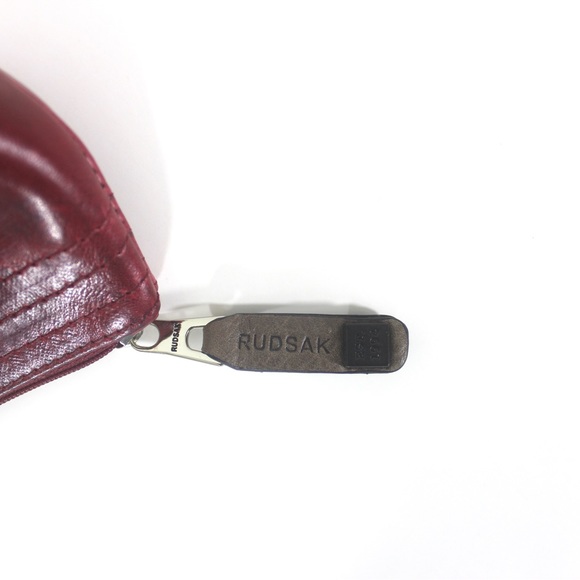 Red Leather RUDSAK Baina Cosmetic Pouch Small Bag Clutch Distressed Pencil Case - Picture 6 of 8